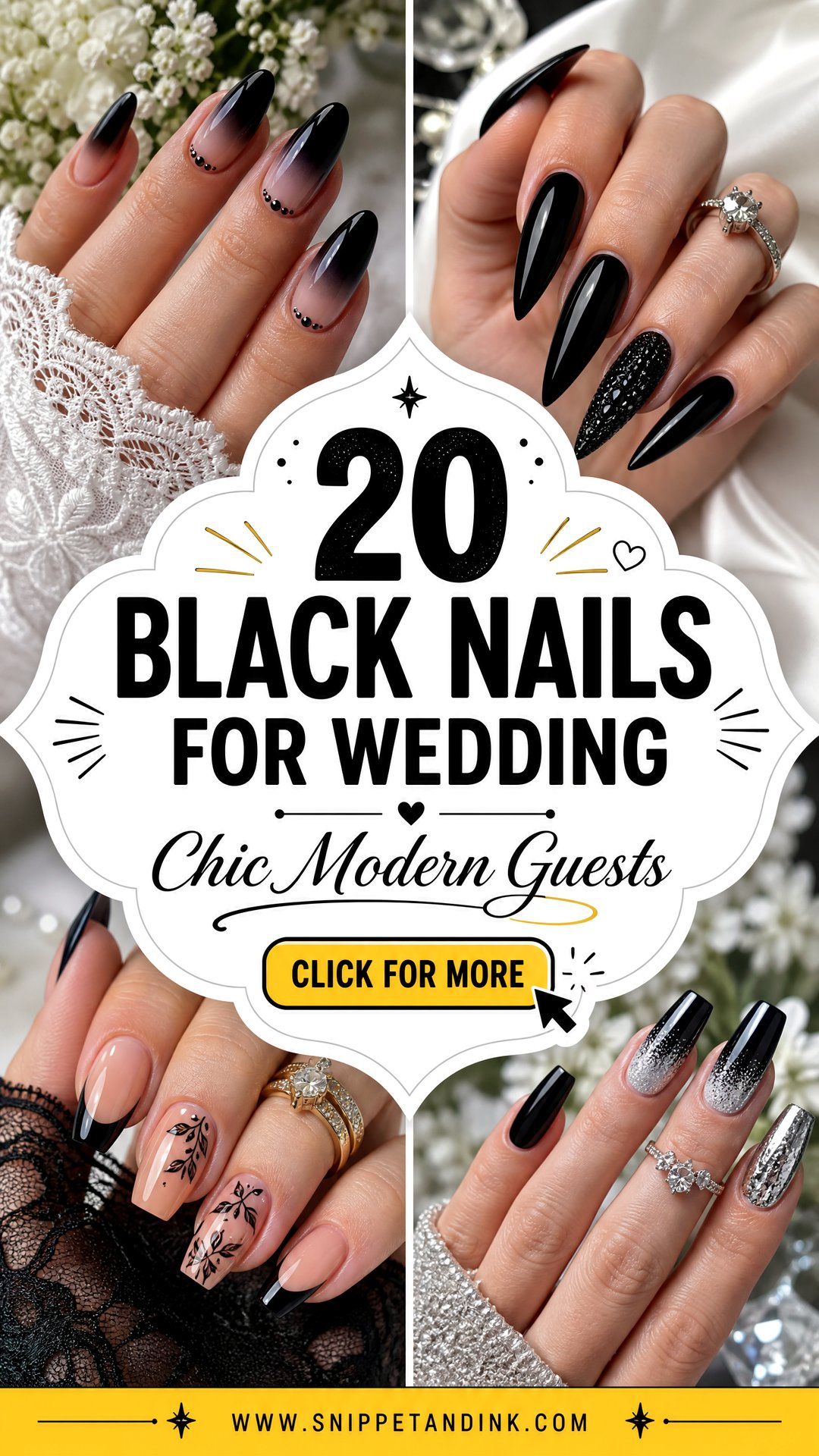 20 Black Nails for Wedding Chic Ideas for Modern Guests - 20 Black Nails for Wedding: Chic Ideas for Modern Guests