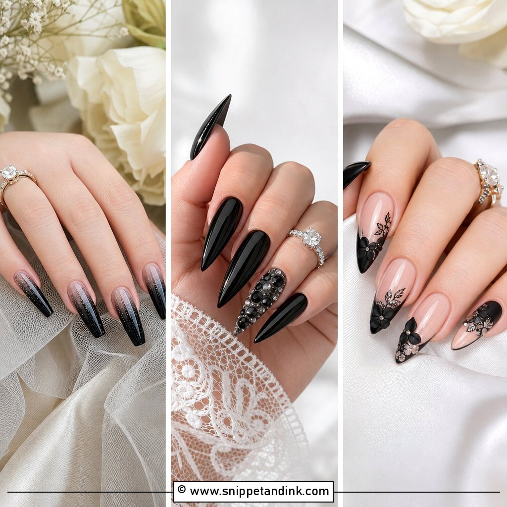 20 Black Nails for Wedding Chic Ideas for Modern Guests