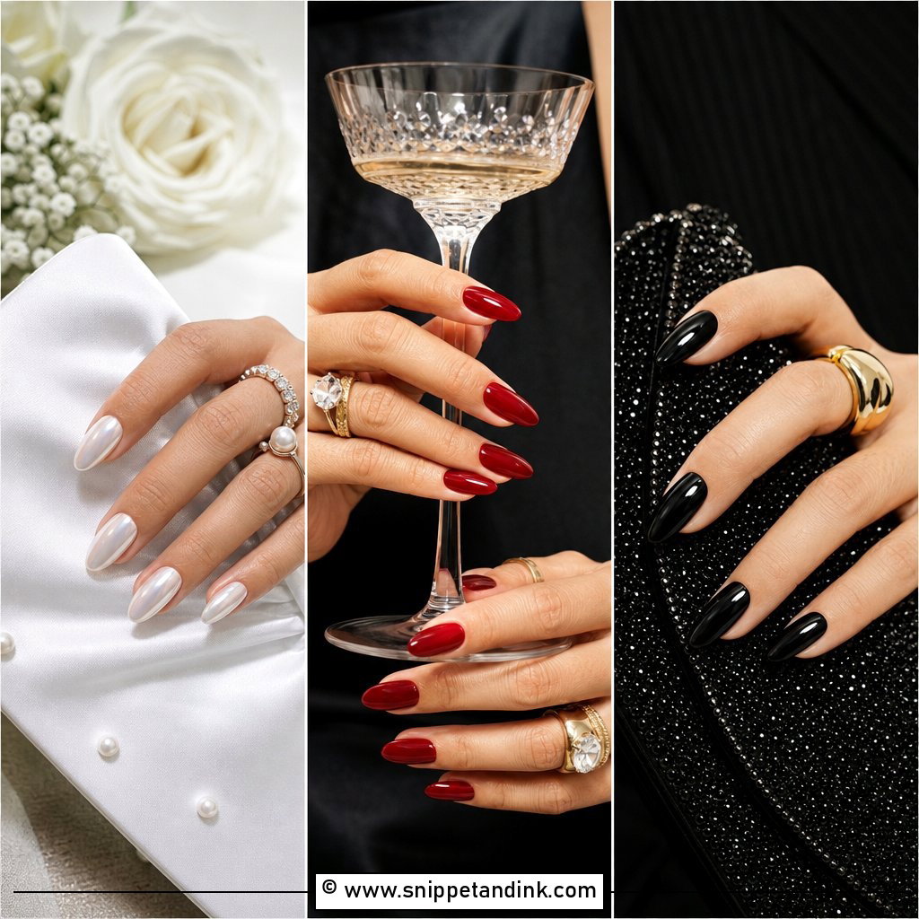 20 Black Tie Wedding Guest Nails for a Polished Look