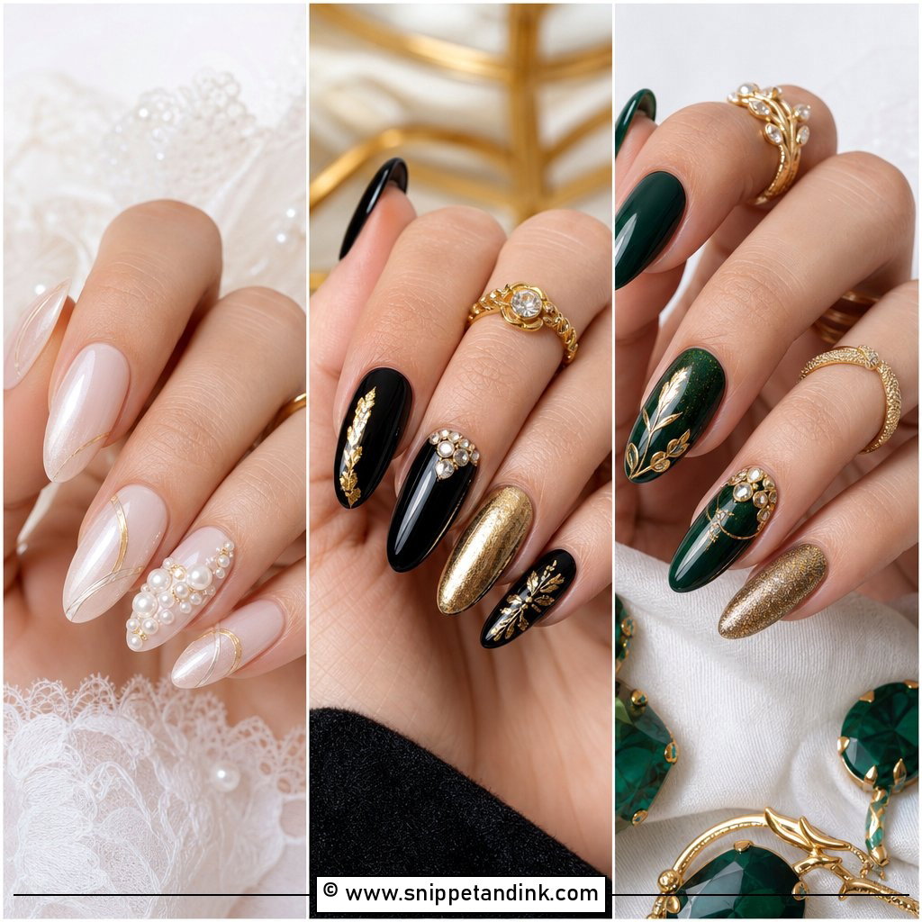 20 Black Tie Wedding Nails for an Elegant Formal Finish