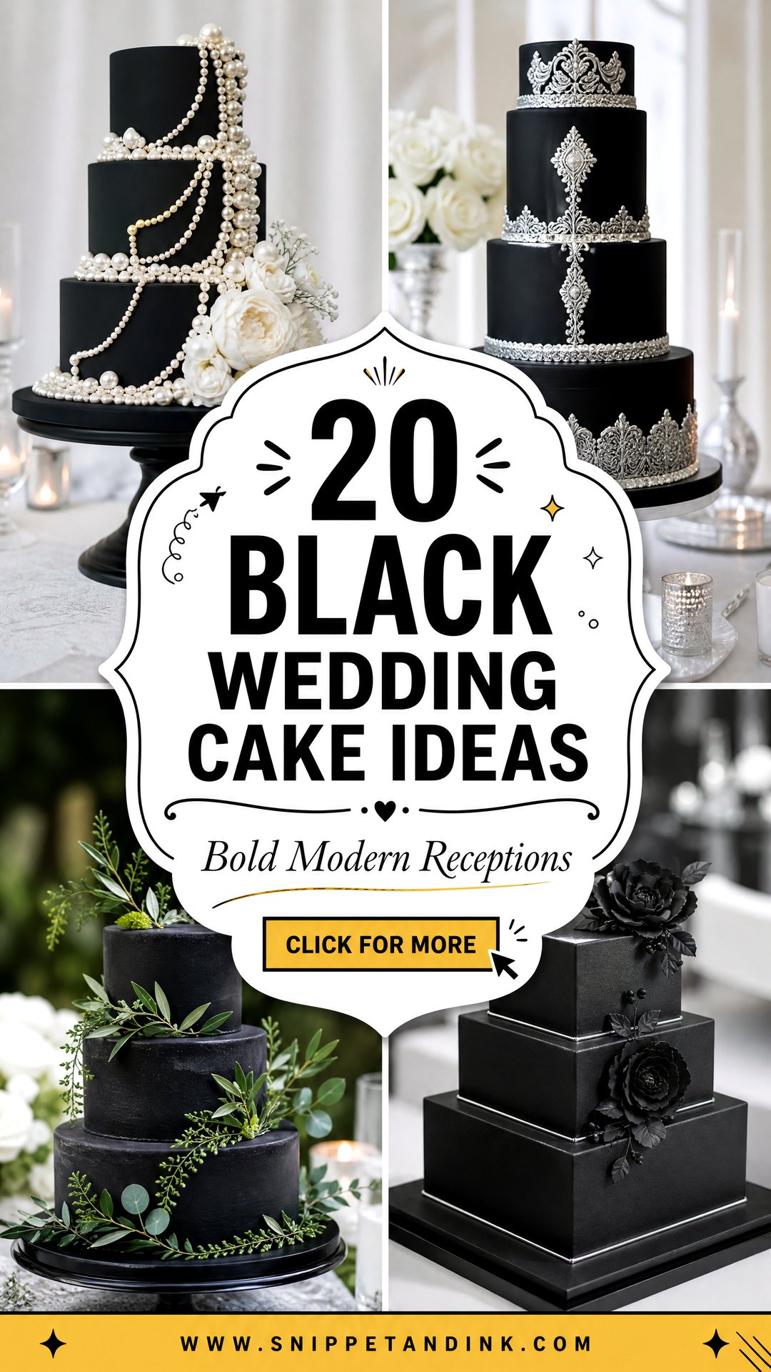 20 Black Wedding Cake Ideas for Bold Modern Receptions - 20 Black Wedding Cake Ideas for Bold Modern Receptions