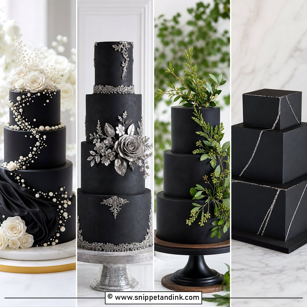 20 Black Wedding Cake Ideas for Bold Modern Receptions