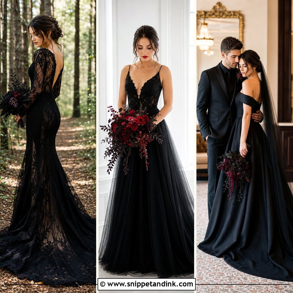 20 Black Wedding Dress Photoshoot Ideas for Dramatic Portraits