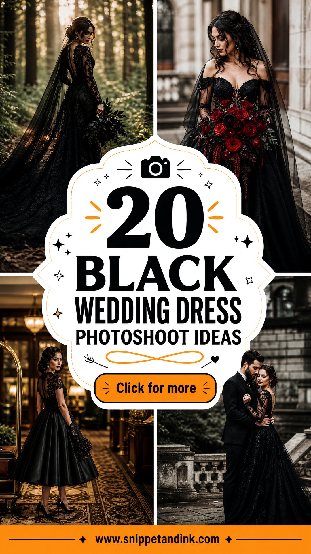 20 Black Wedding Dress Photoshoot Ideas for Dramatic Portraits - 20 Black Wedding Dress Photoshoot Ideas for Dramatic Portraits