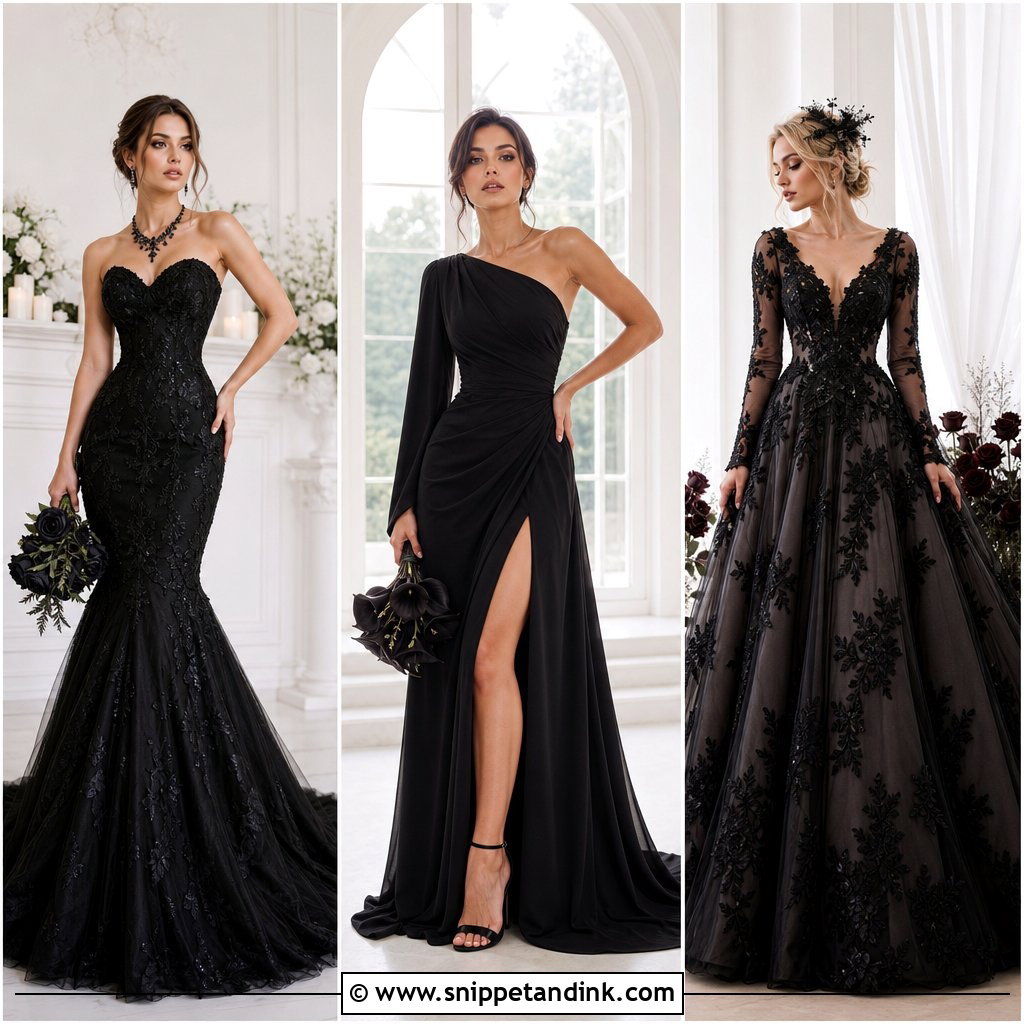 20 Black Wedding Gown Ideas for a Striking Modern Ceremony