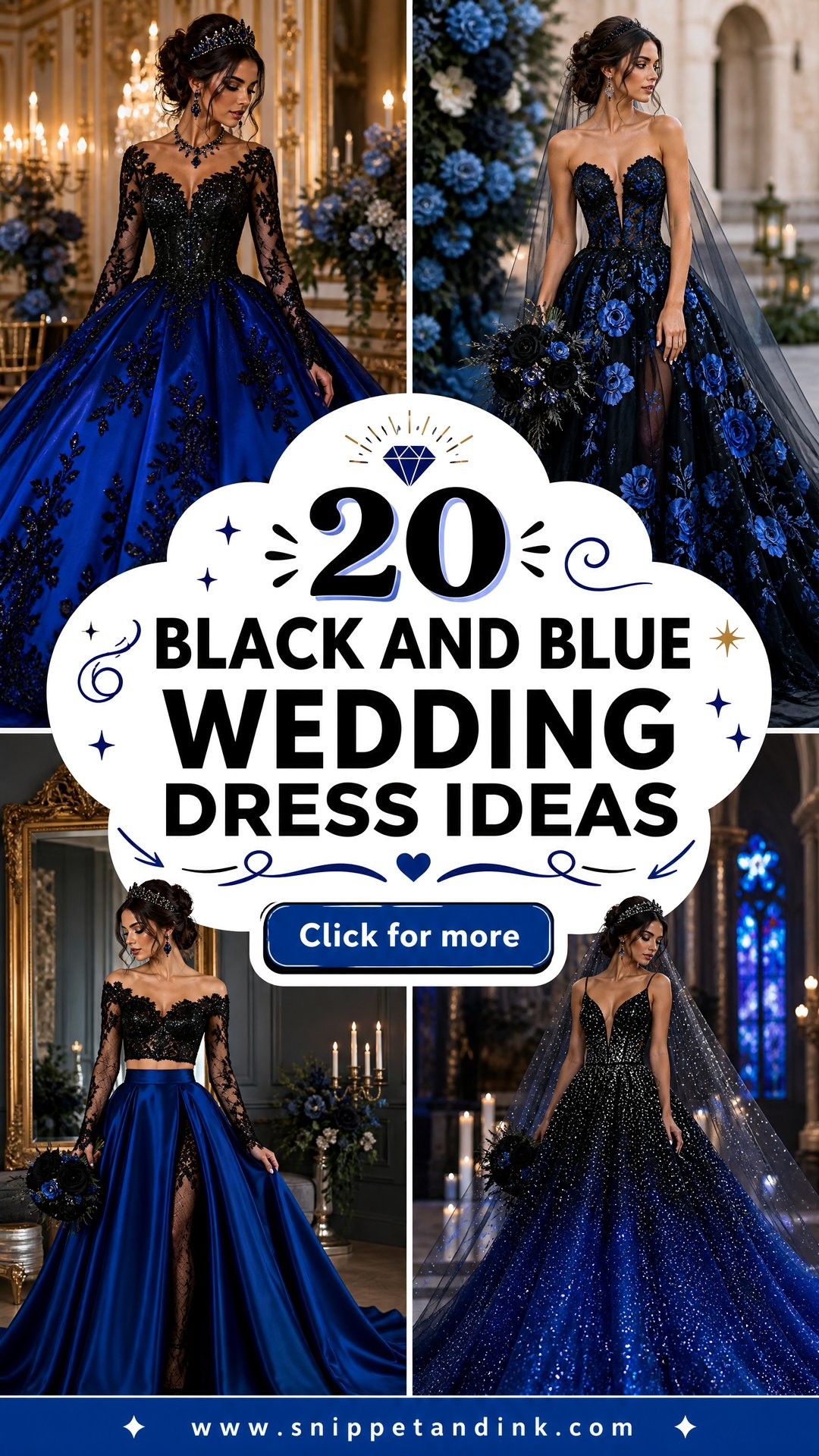 20 Black and Blue Wedding Dress Ideas for Striking Brides - 20 Black and Blue Wedding Dress Ideas for Striking Brides