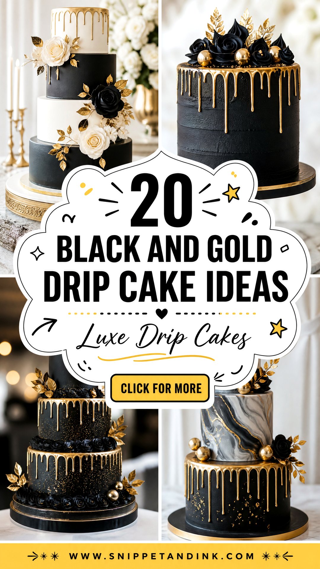 20 Black and Gold Drip Cake Ideas for Wedding for Luxe Receptions - 20 Black and Gold Drip Cake Ideas for Wedding for Luxe Receptions