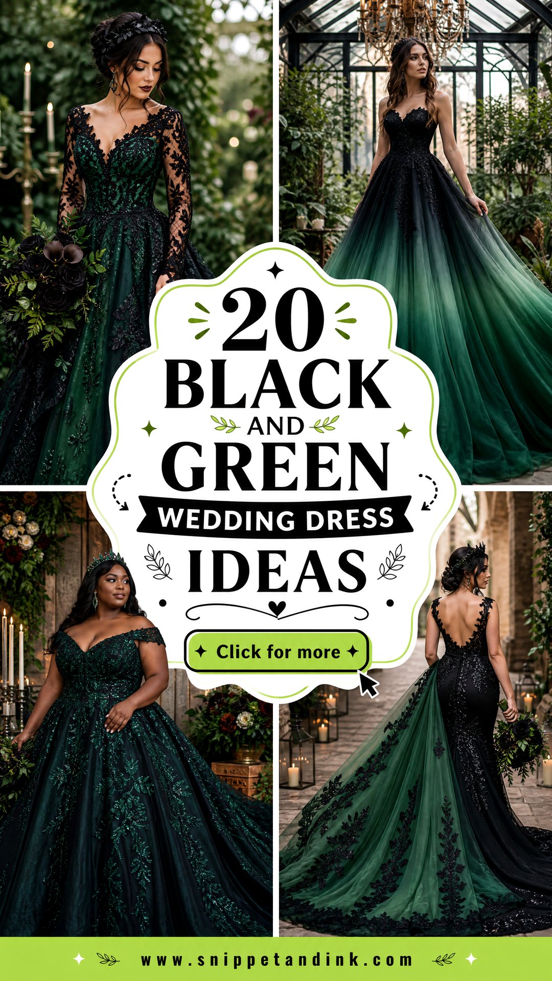 20 Black and Green Wedding Dress Ideas for Bold Brides - 20 Black and Green Wedding Dress Ideas for Bold Brides
