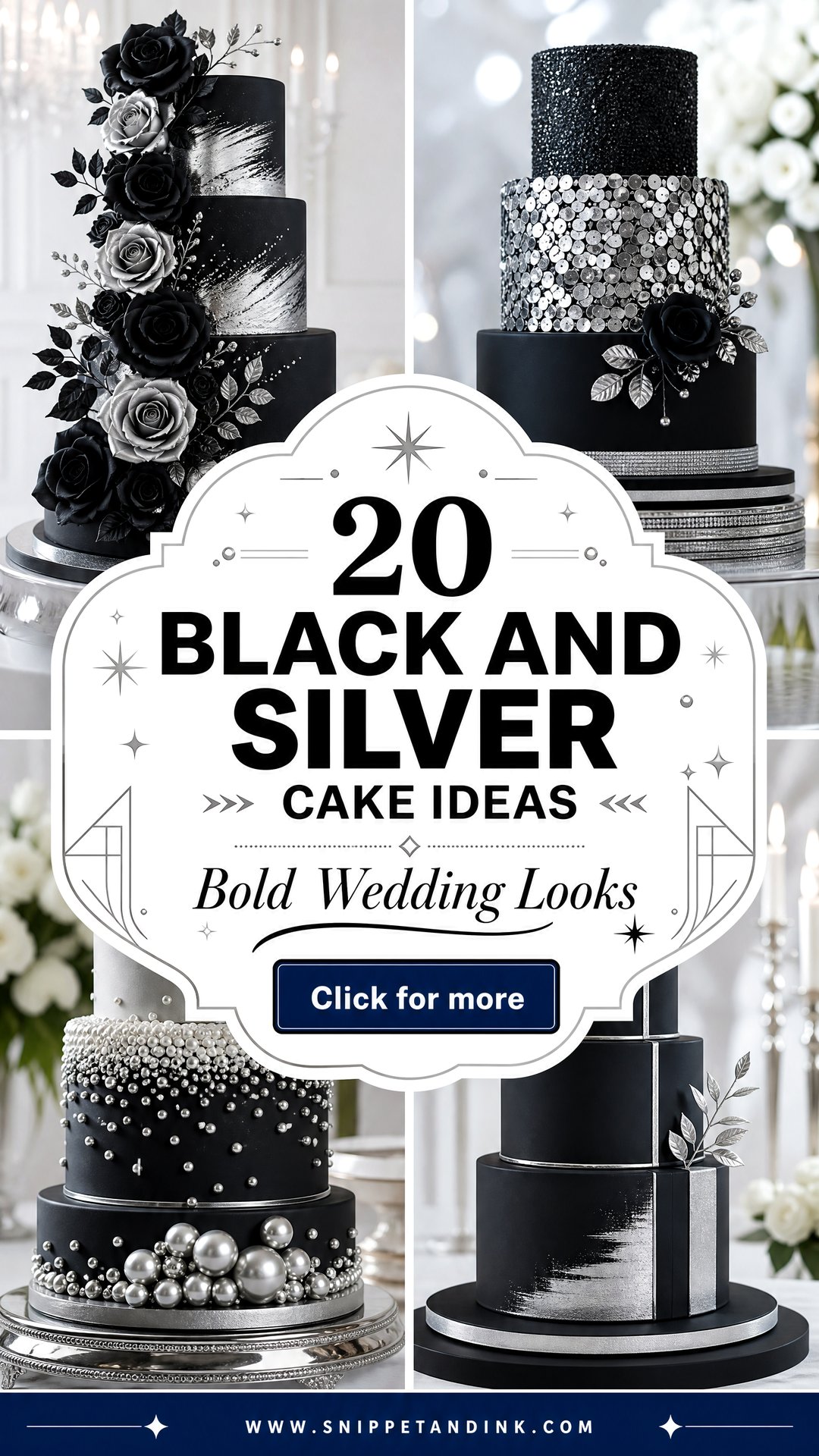 20 Black and Silver Cake Ideas for Wedding Bold Looks - 20 Black and Silver Cake Ideas for Wedding: Bold Looks