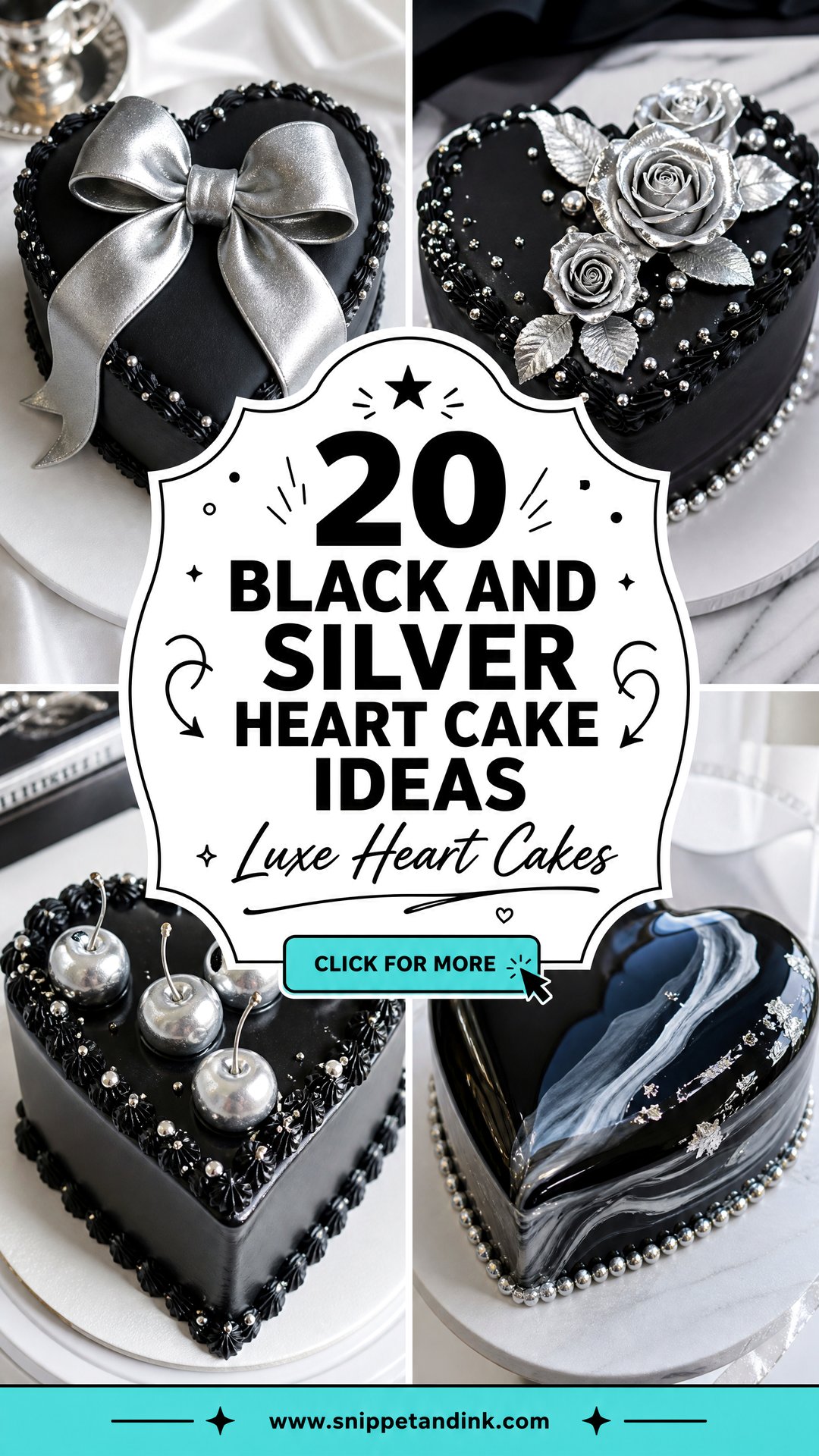 20 Black and Silver Heart Cake Ideas for Wedding Luxe Picks - 20 Black and Silver Heart Cake Ideas for Wedding: Luxe Picks