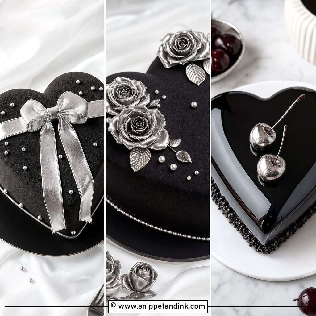 20 Black and Silver Heart Cake Ideas for Wedding Luxe Picks