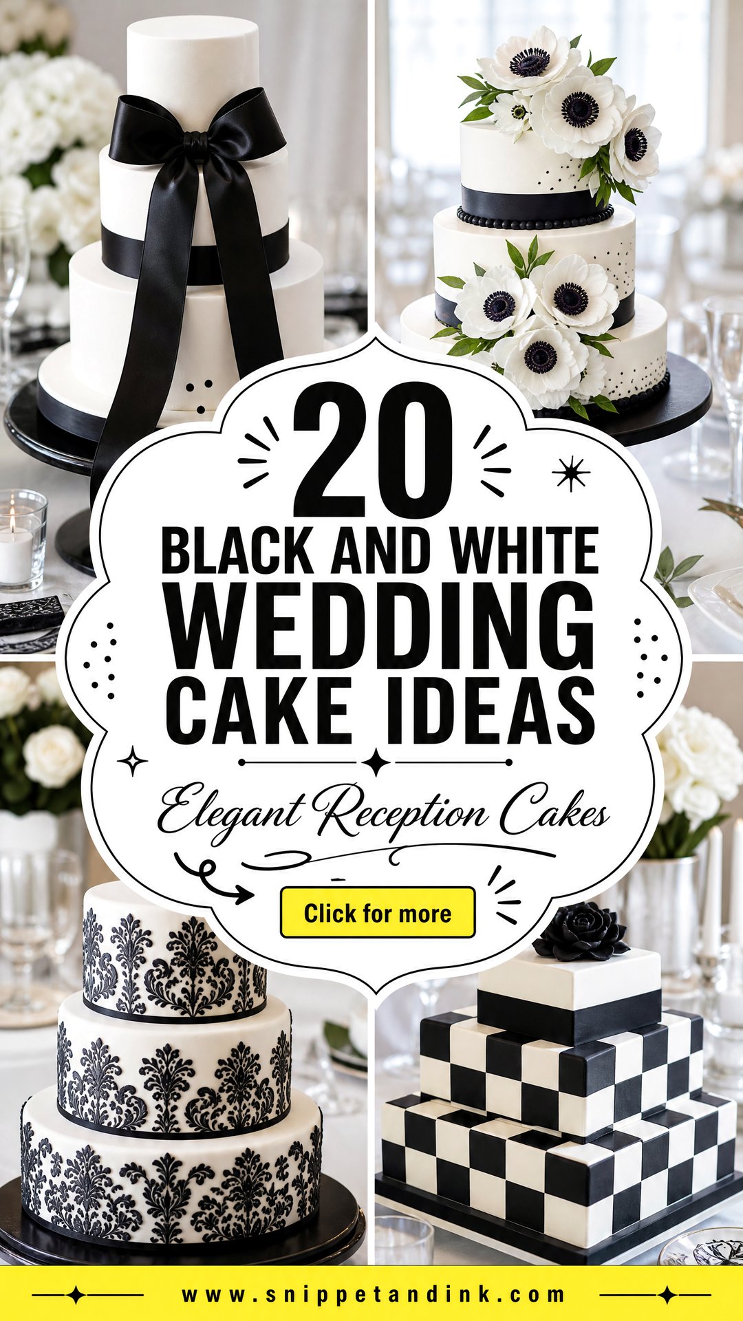 20 Black and White Wedding Cake Ideas for Elegant Receptions - 20 Black and White Wedding Cake Ideas for Elegant Receptions