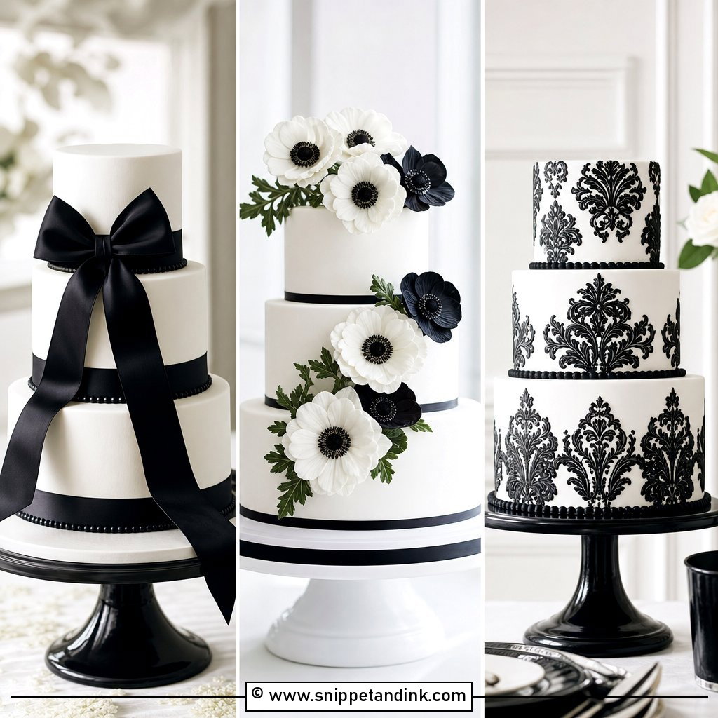 20 Black and White Wedding Cake Ideas for Elegant Receptions