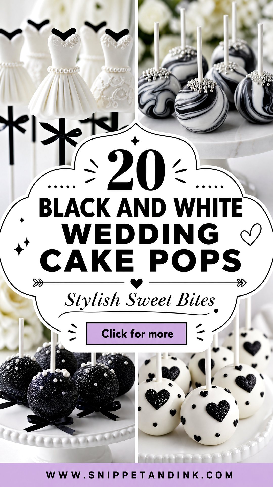 20 Black and White Wedding Cake Pops for Stylish Dessert Tables - 20 Black and White Wedding Cake Pops for Stylish Dessert Tables