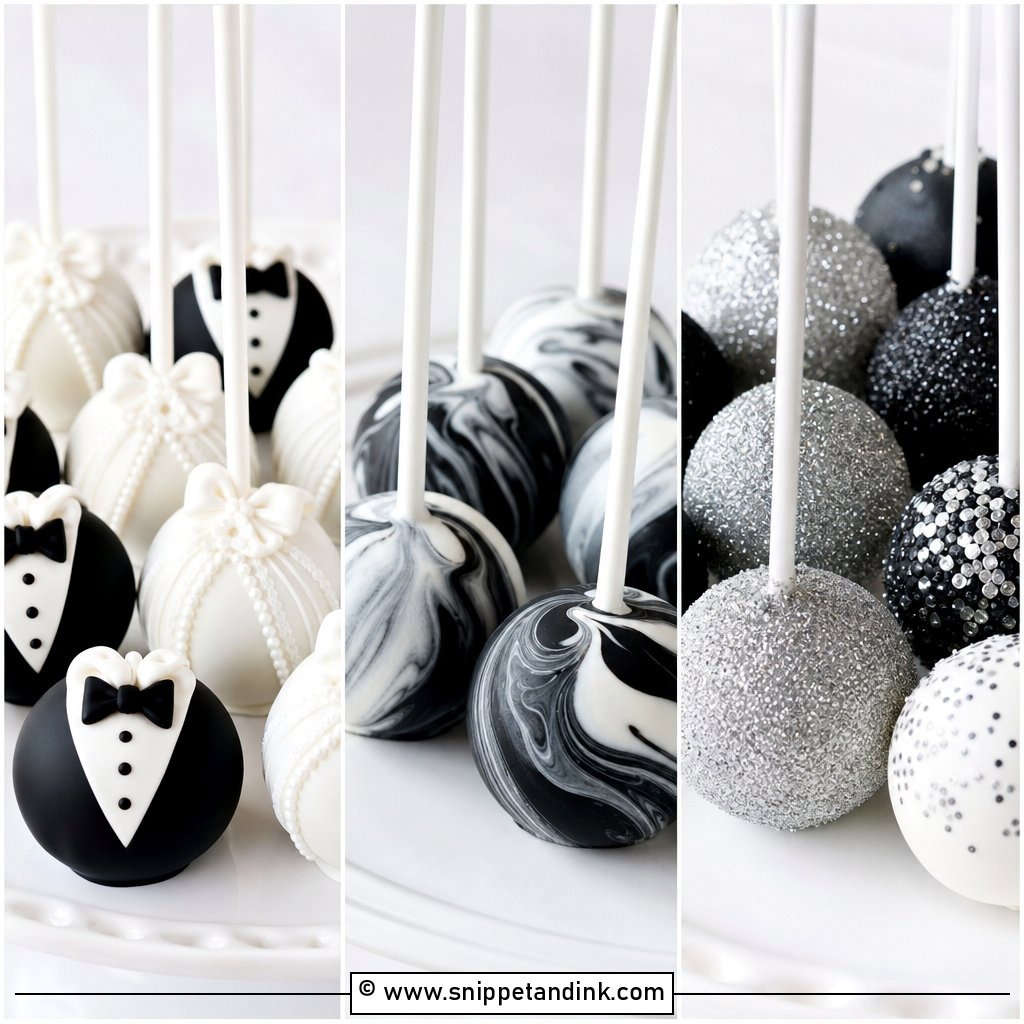 20 Black and White Wedding Cake Pops for Stylish Dessert Tables