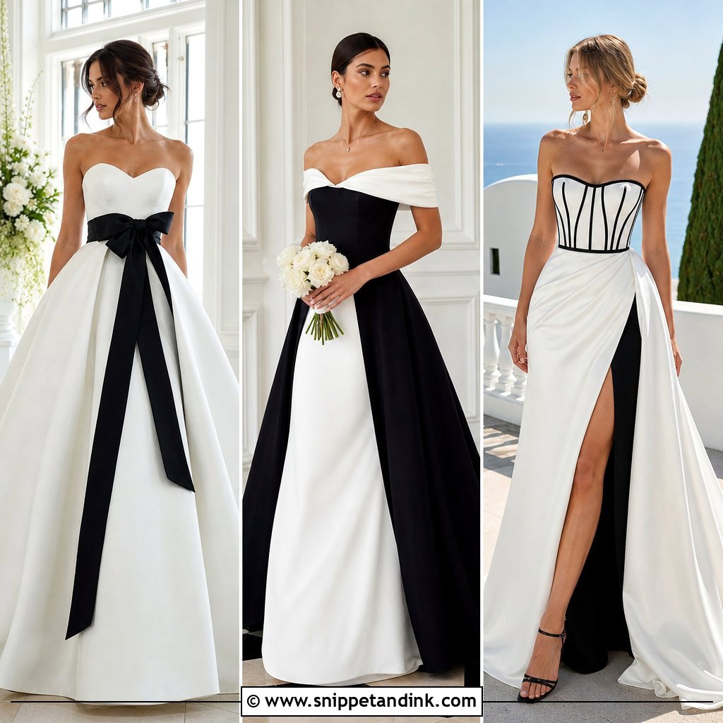 20 Black and White Wedding Dresses for a Bold Modern Ceremony