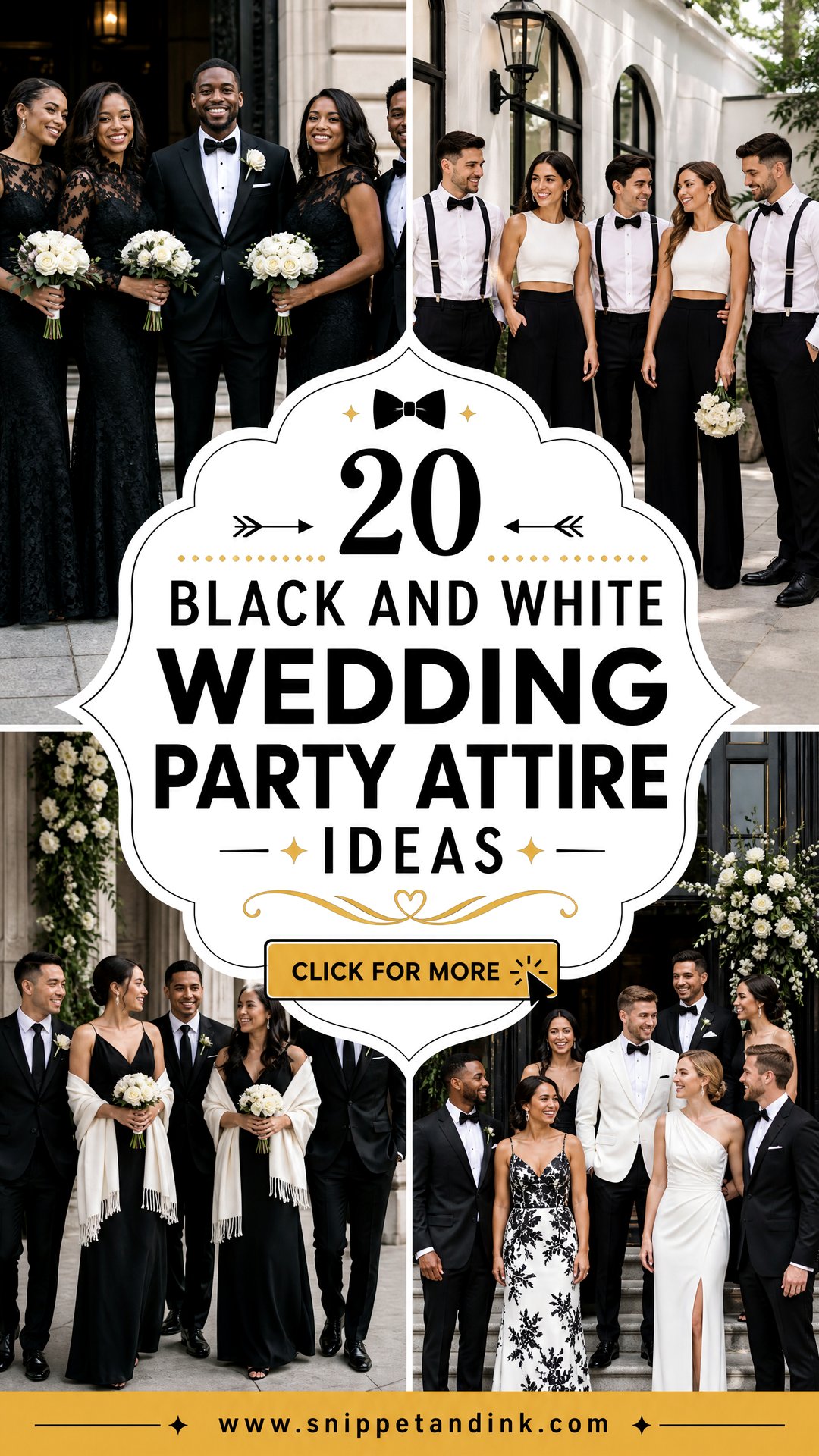 20 Black and White Wedding Party Attire Ideas for Chic Crews - 20 Black and White Wedding Party Attire Ideas for Chic Crews