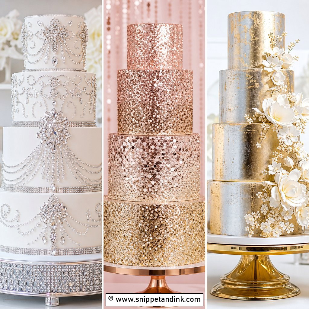 20 Bling Cakes for Wedding Receptions With Luxe Sparkle
