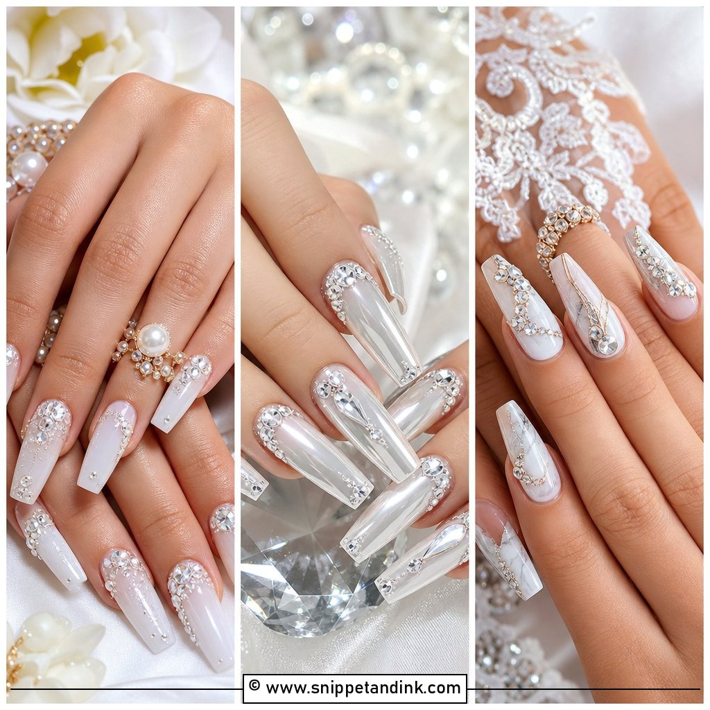 20 Bling Wedding Nails for Glamorous Bridal Sparkle
