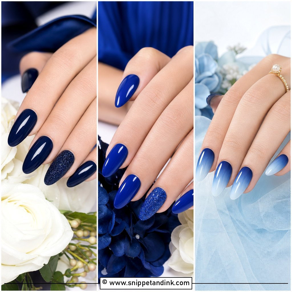 20 Blue Bridesmaid Nails for a Chic Wedding Party