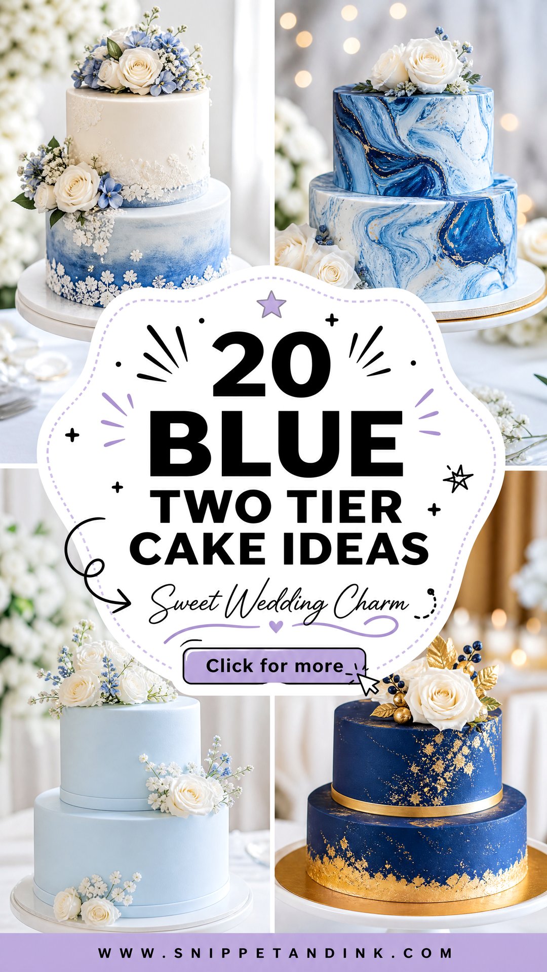 20 Blue Two Tier Cake Ideas for Wedding Charm - 20 Blue Two Tier Cake Ideas for Wedding Charm