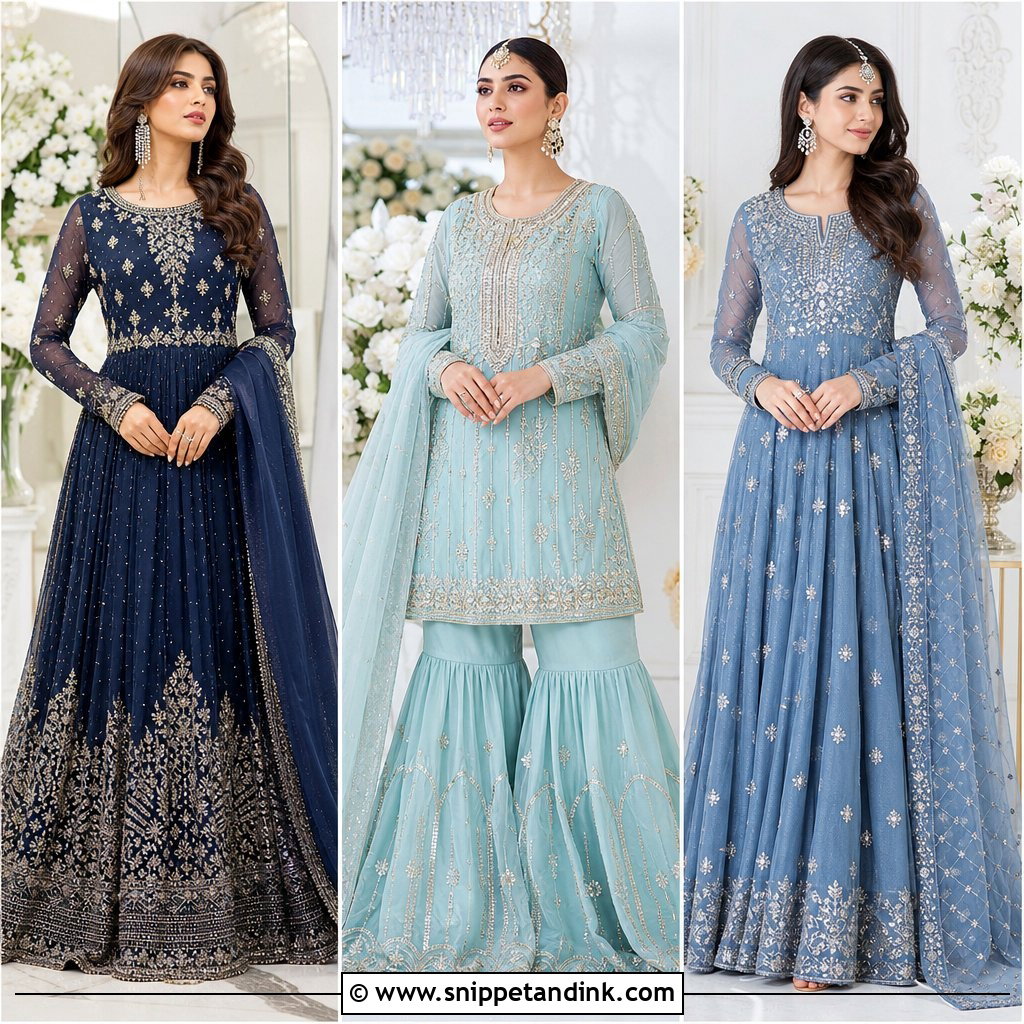 20 Blue Walima Dress Ideas for an Elegant Reception Look