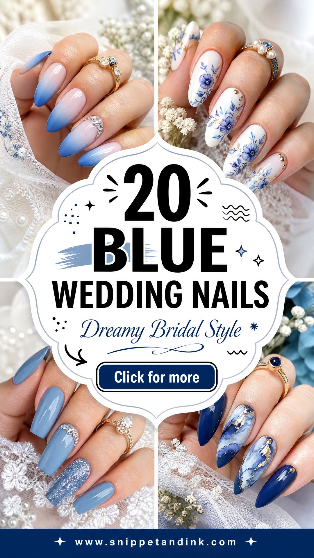 20 Blue Wedding Nails for Bride With Dreamy Style - 20 Blue Wedding Nails for Bride With Dreamy Style