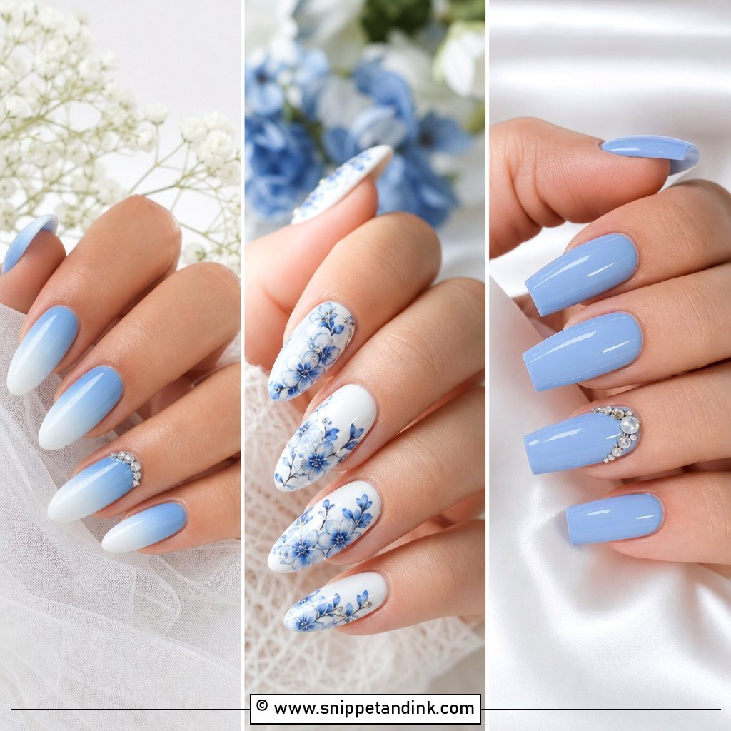 20 Blue Wedding Nails for Bride With Dreamy Style