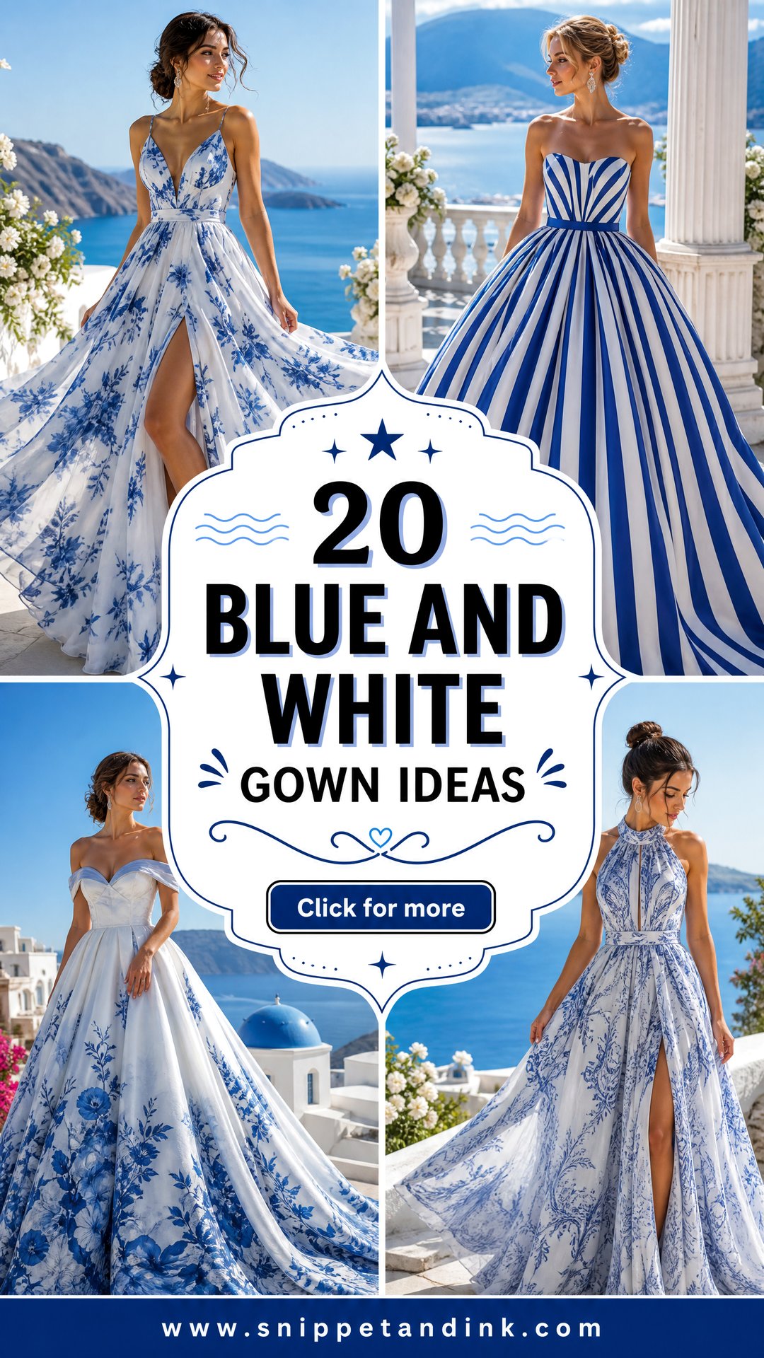 20 Blue and White Gown Ideas for Chic Elegant Wedding Style - 20 Blue and White Gown Ideas for Chic, Elegant Wedding Style