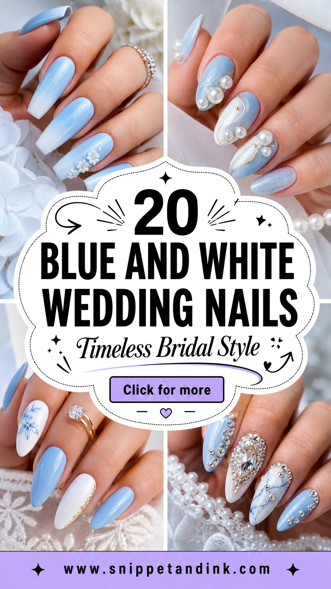 20 Blue and White Wedding Nails for Timeless Bridal Style - 20 Blue and White Wedding Nails for Timeless Bridal Style
