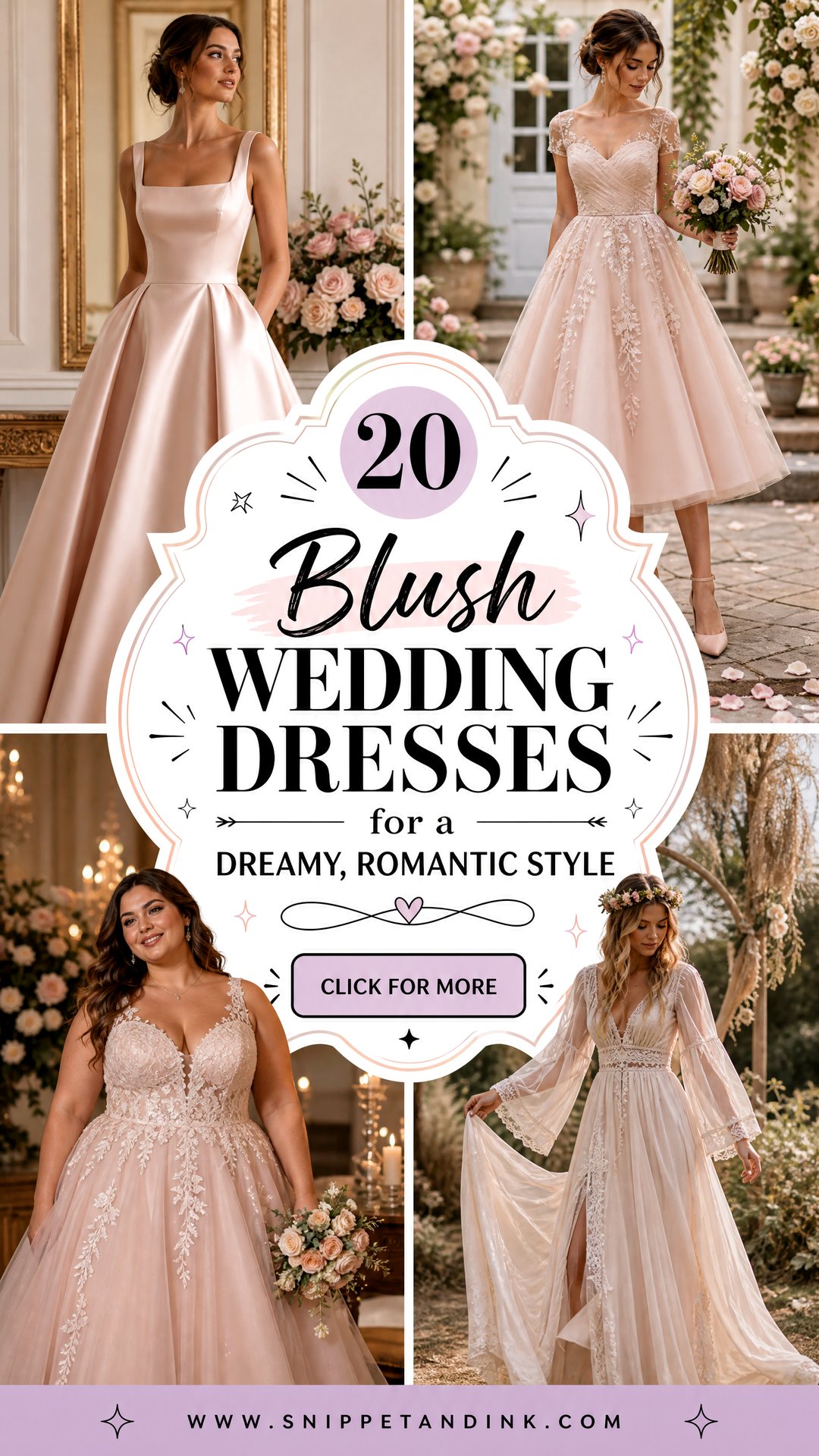 20 Blush Wedding Dresses for a Dreamy Romantic Style - 20 Blush Wedding Dresses for a Dreamy, Romantic Style
