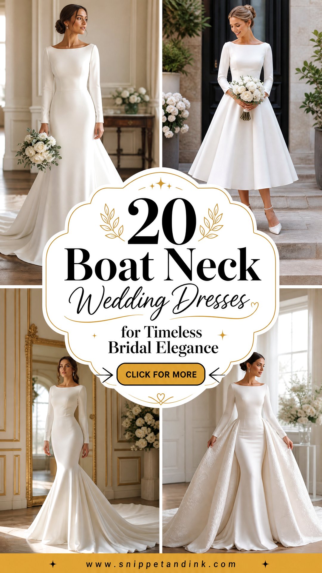 20 Boat Neck Wedding Dresses for Timeless Bridal Elegance - 20 Boat Neck Wedding Dresses for Timeless Bridal Elegance