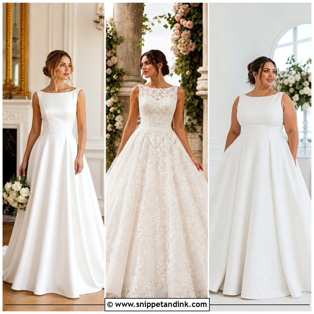20 Boatneck Wedding Dresses for a Graceful Bridal Look
