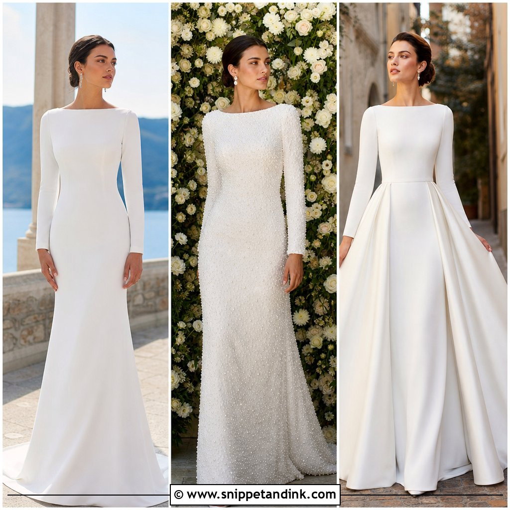 20 Boatneck Wedding Gown Ideas for Timeless Bridal Style