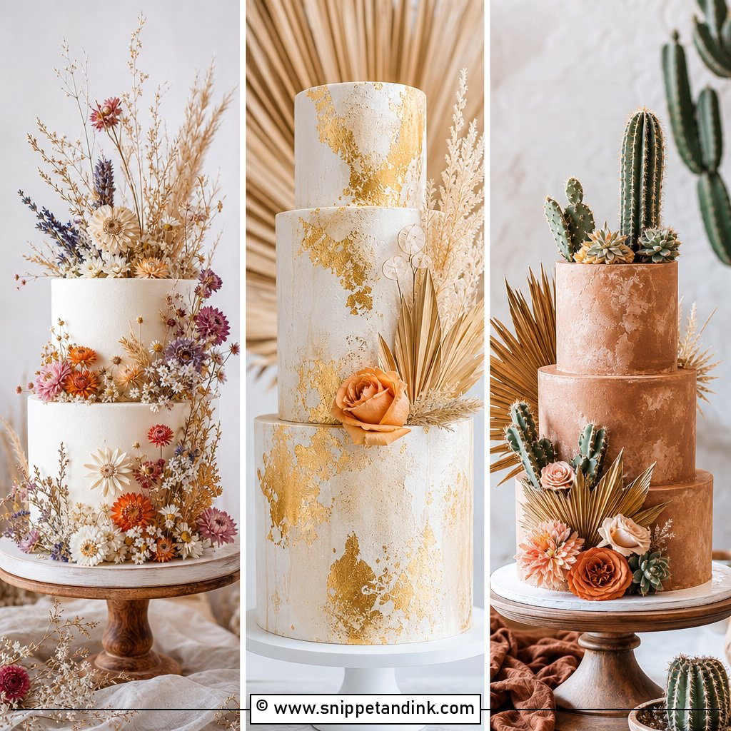 20 Bohemian Cake Ideas for Wedding Earthy Chic Inspiration