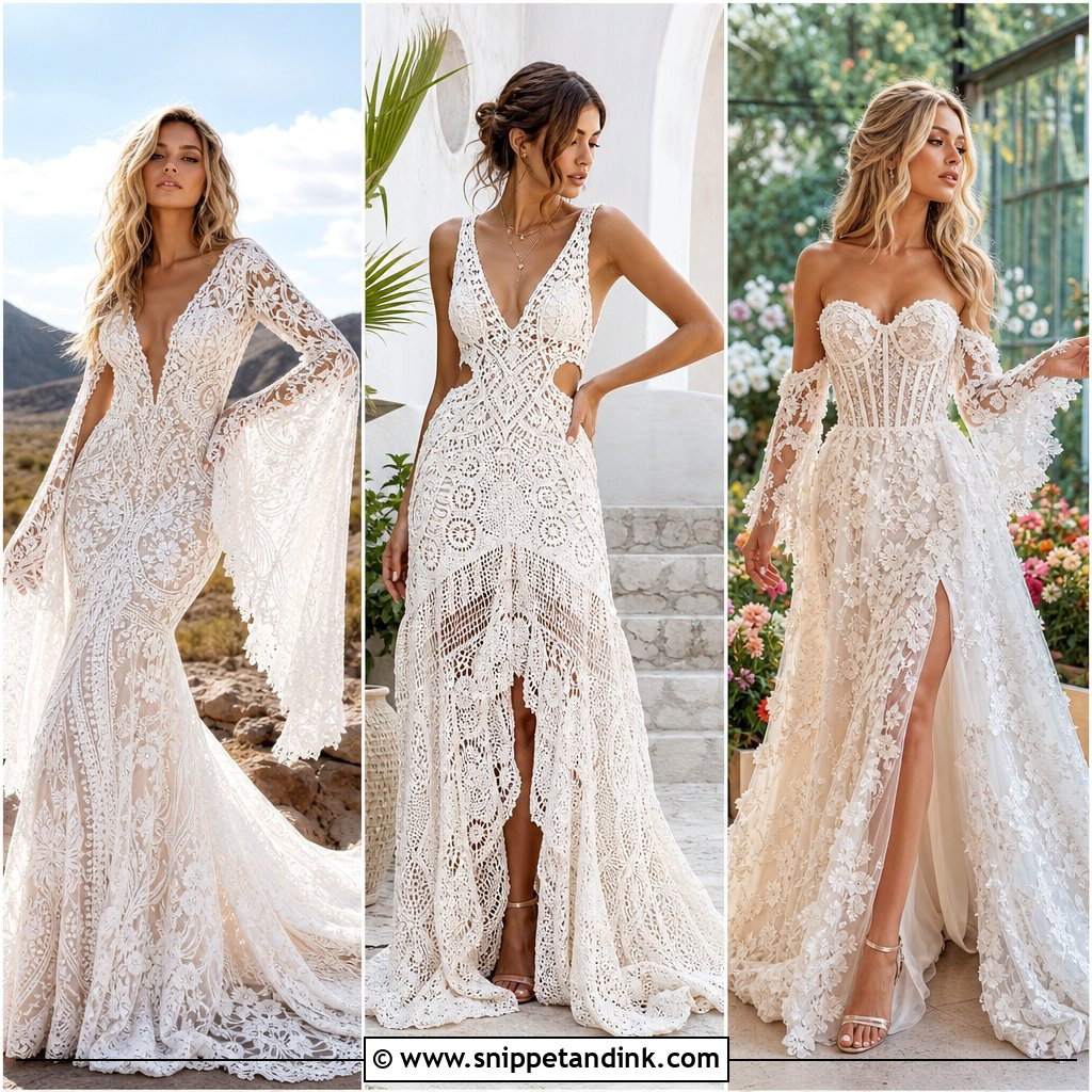 20 Bohemian Lace Wedding Dress Ideas for Romantic Brides