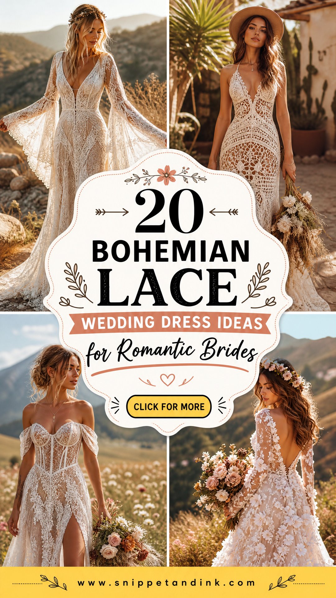 20 Bohemian Lace Wedding Dress Ideas for Romantic Brides - 20 Bohemian Lace Wedding Dress Ideas for Romantic Brides