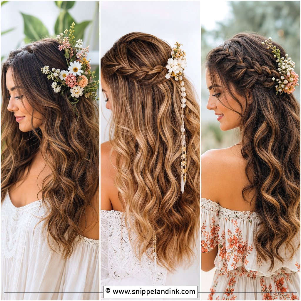 20 Bohemian Wedding Hairstyles for Romantic Bridal Style