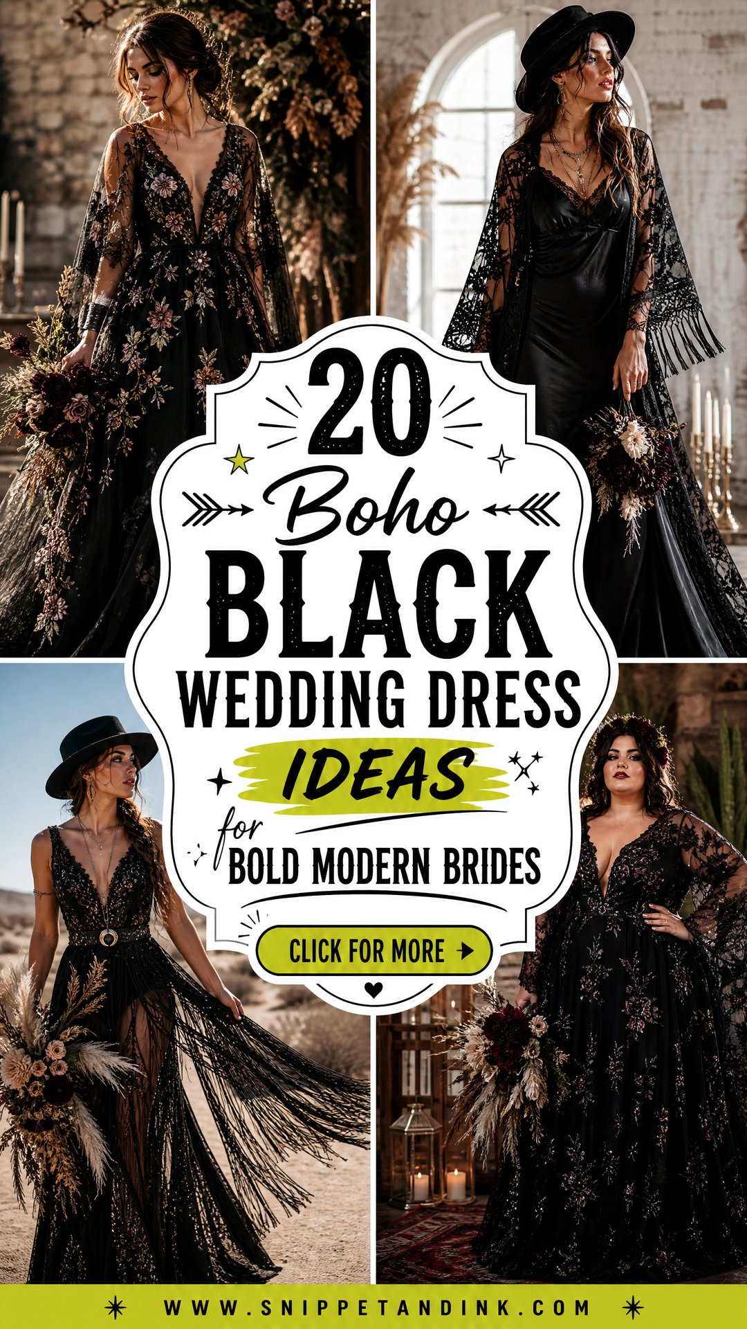 20 Boho Black Wedding Dress Ideas for Bold Modern Brides - 20 Boho Black Wedding Dress Ideas for Bold Modern Brides