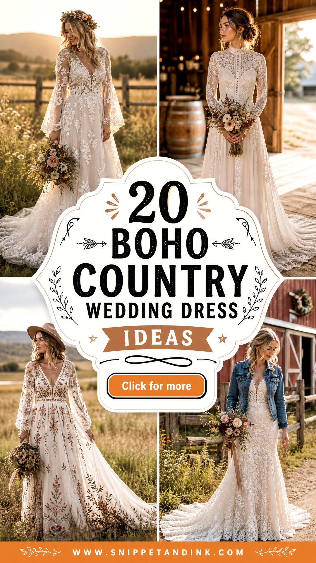 20 Boho Country Wedding Dress Ideas Romantic Rustic Bride Looks - 20 Boho Country Wedding Dress Ideas: Romantic Rustic Bride Looks