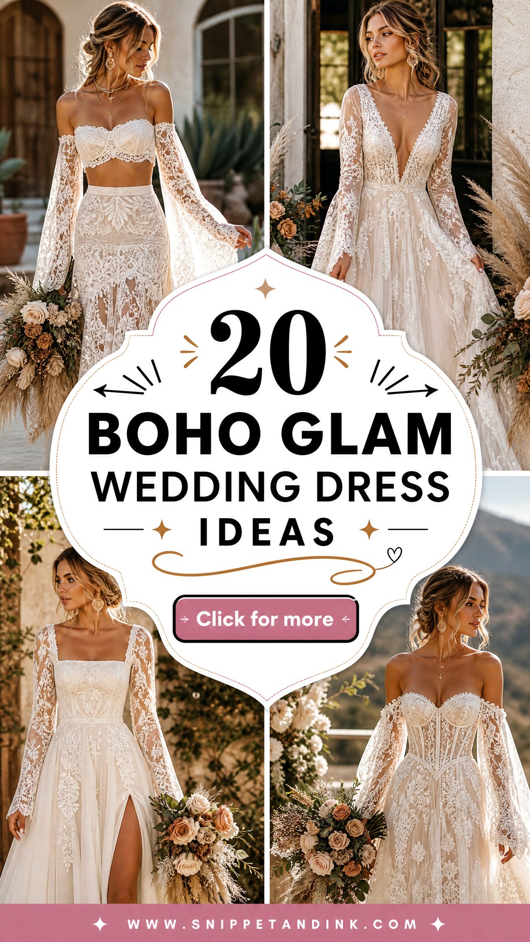 20 Boho Glam Wedding Dress Ideas for a Luxe Bridal Look - 20 Boho Glam Wedding Dress Ideas for a Luxe Bridal Look