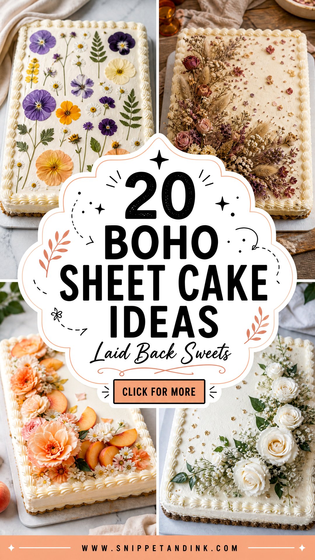 20 Boho Sheet Cake Ideas for Wedding Chic Laid-Back Looks - 20 Boho Sheet Cake Ideas for Wedding: Chic Laid-Back Looks