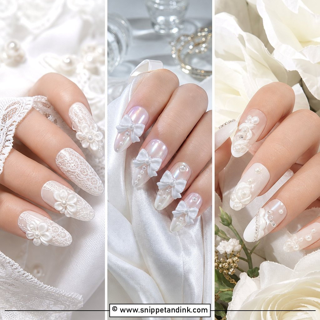 20 Bold 3D Wedding Nails for Brides Who Love Glam Detail