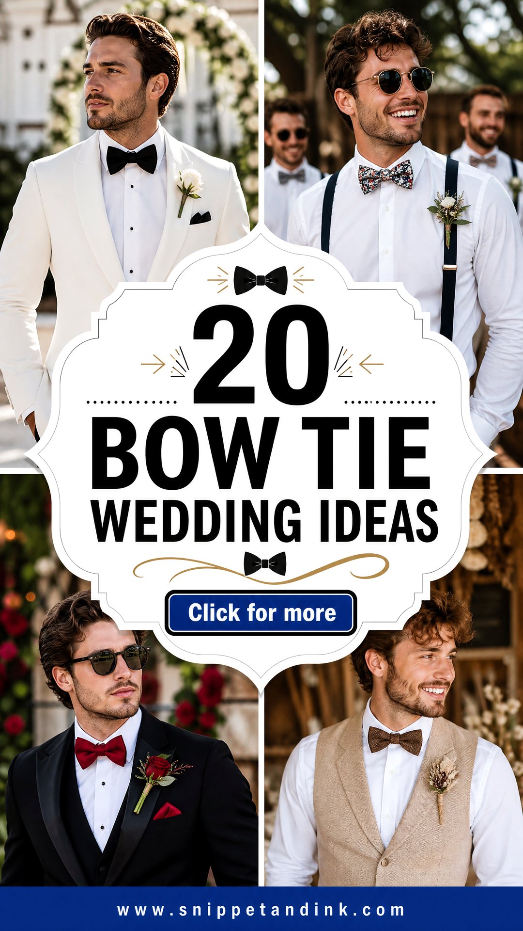 20 Bow Tie Wedding Ideas for Modern Stylish Grooms and Guests - 20 Bow Tie Wedding Ideas for Modern, Stylish Grooms and Guests