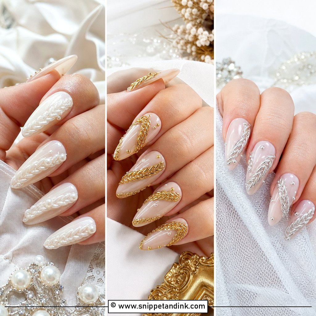 20 Braid Wedding Nails for Brides Who Love Detail