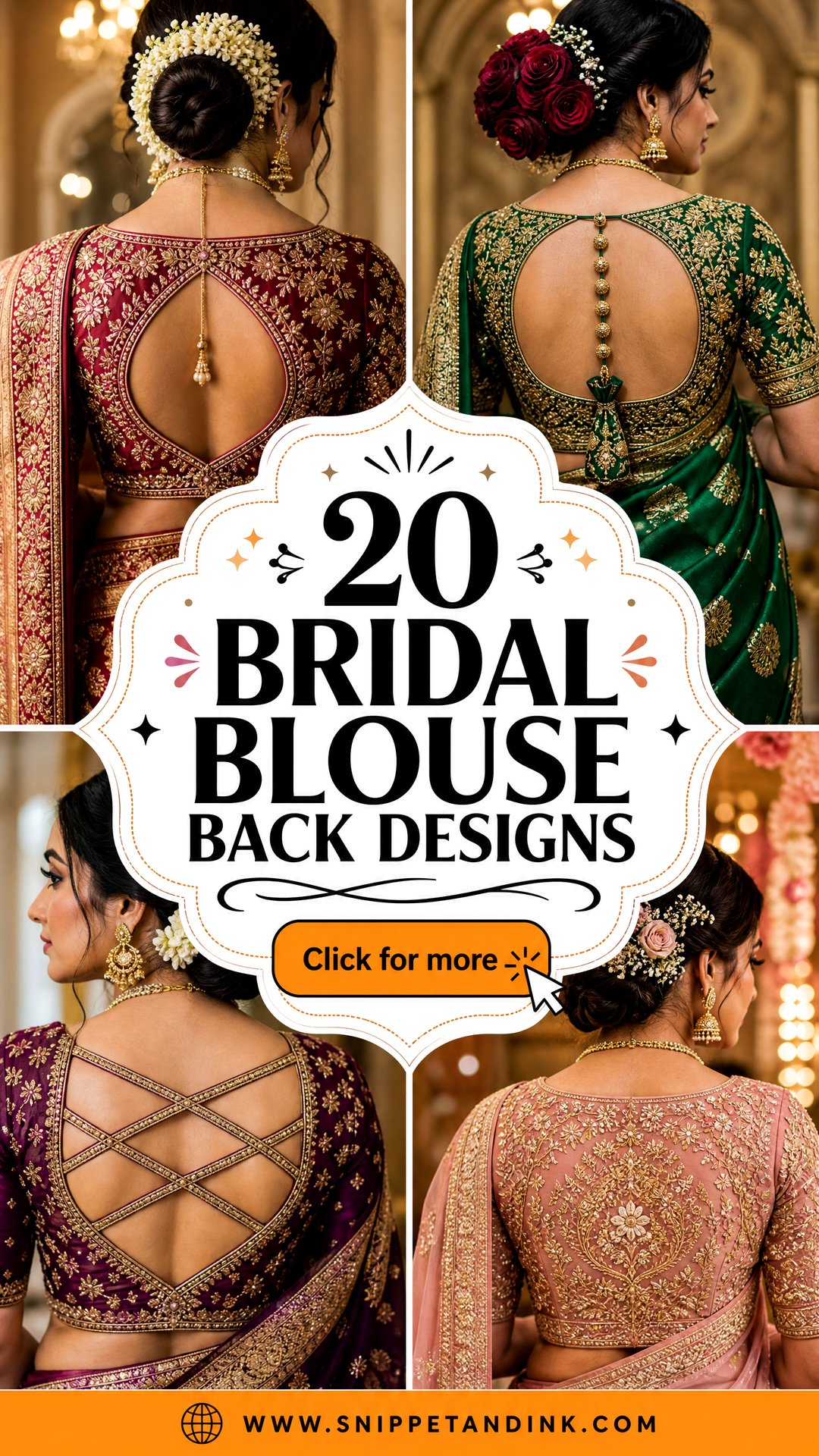 20 Bridal Blouse Back Designs for a Stunning Saree Look - 20 Bridal Blouse Back Designs for a Stunning Saree Look