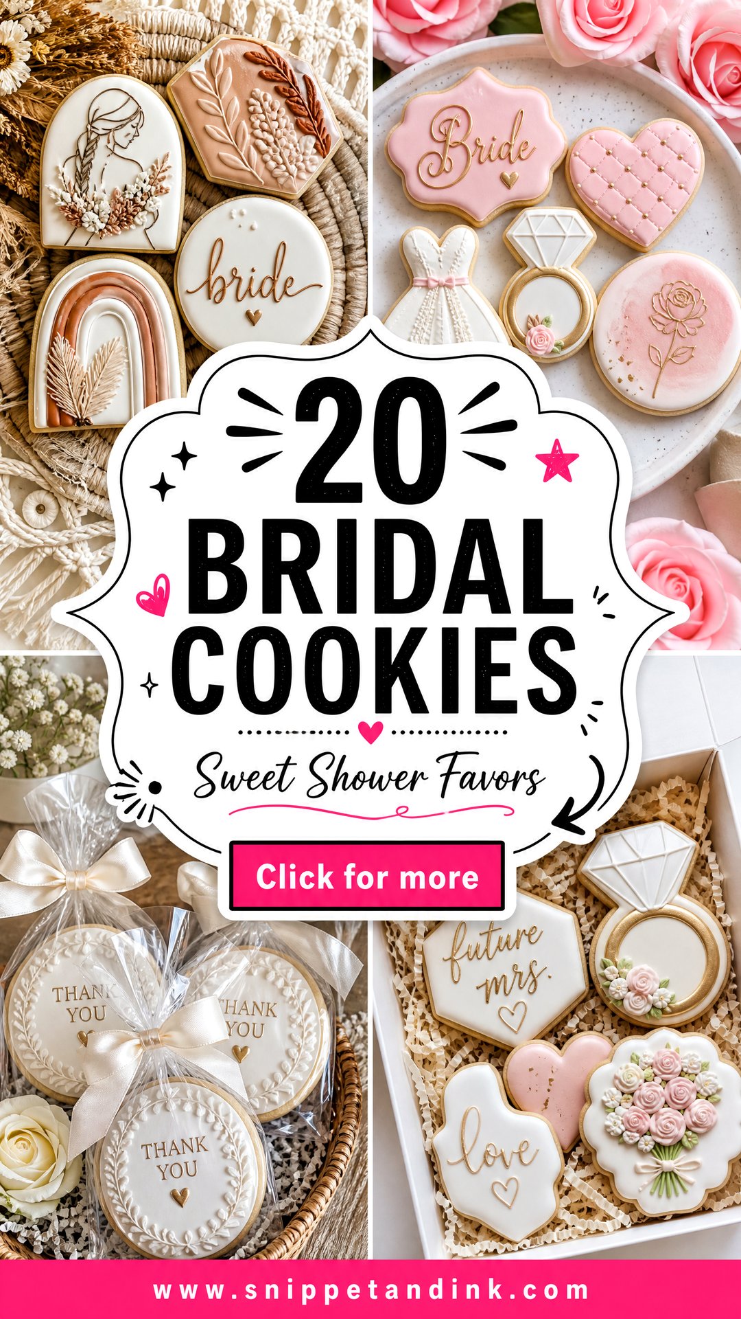 20 Bridal Cookies for Sweet Wedding Showers and Favors - 20 Bridal Cookies for Sweet Wedding Showers and Favors