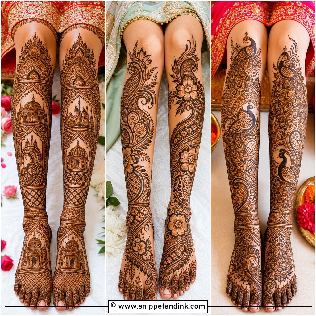 20 Bridal Full Leg Mehndi Designs for Stunning Brides