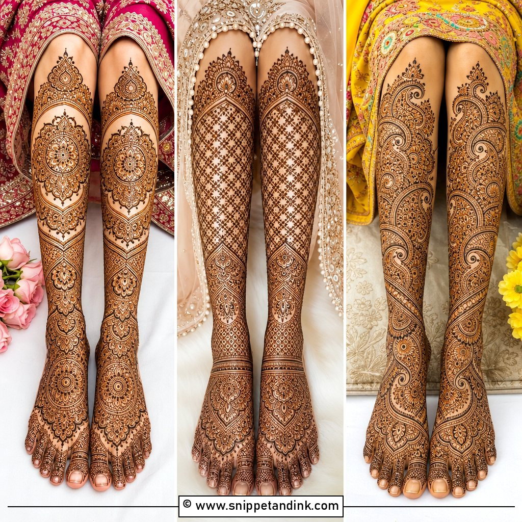 20 Bridal Full Legs Mehndi Design Ideas for Luxe Brides