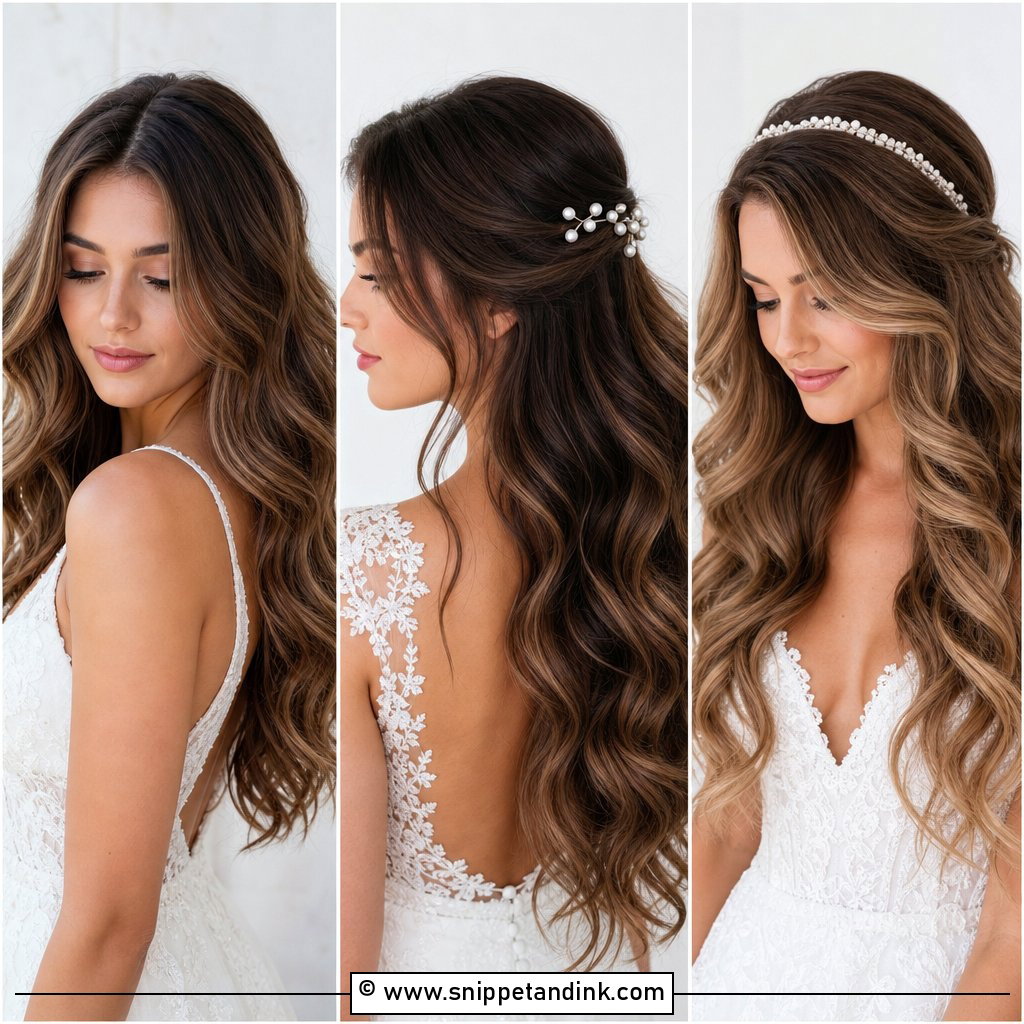 20 Bridal Hair All Down Ideas for Soft Romantic Brides